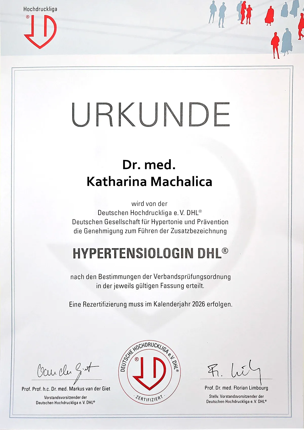 Zertifikat KM Hypertensiologin DHL